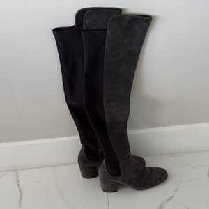 Stuart Weitzman Charcoal Suede Heeled Boots